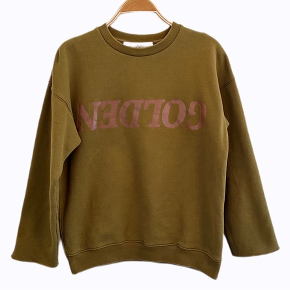 GOLDEN GOOSE Deluxe Brand Elise Oversized Sweatshirt in Musk (Mustard Green) XXS - Picture 13 of 15